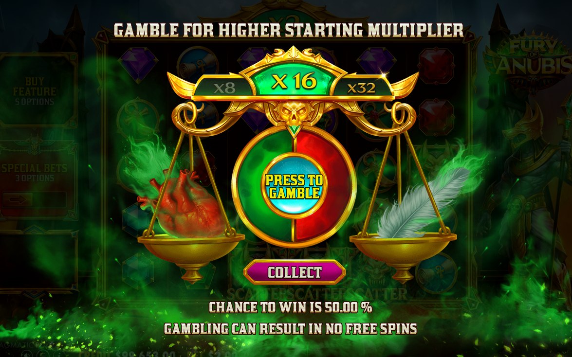 Free Spins-läge med startmultiplikator i spelets vy