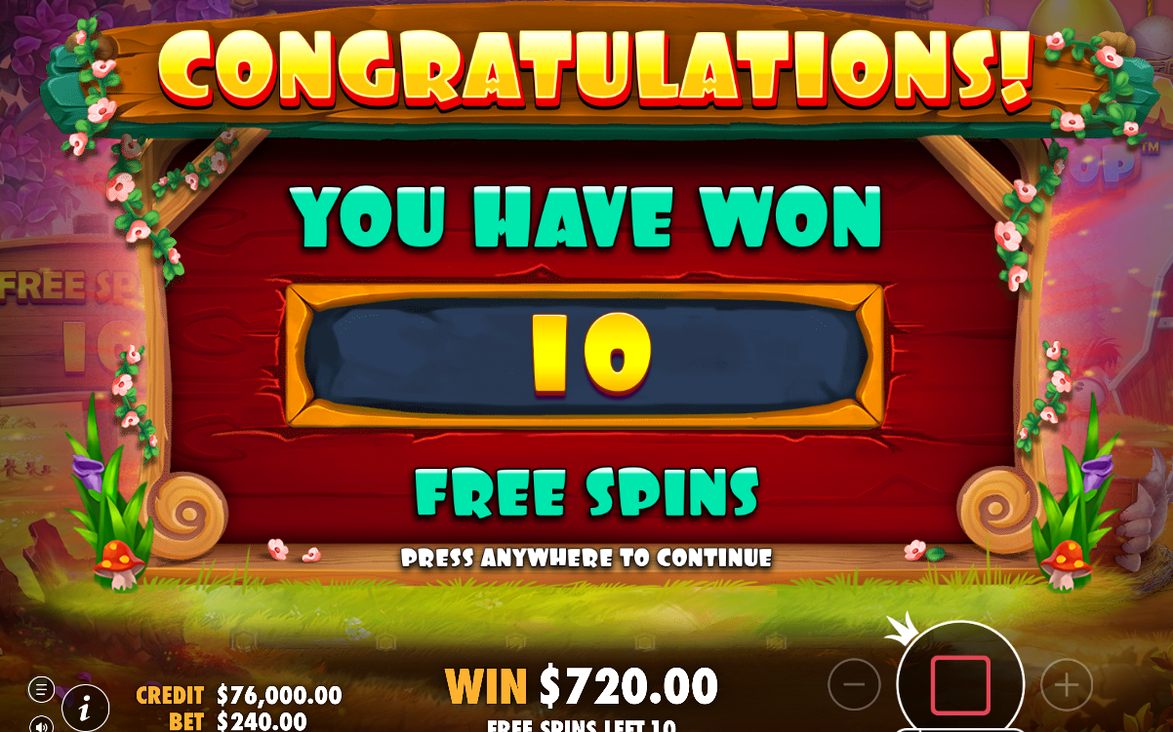 Ägg som faller ner i rutnätet under free spins